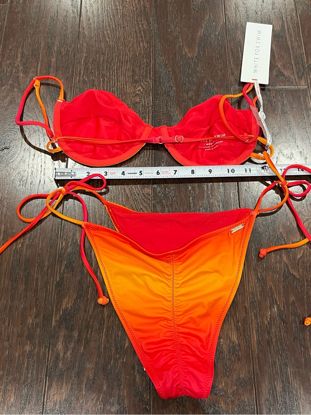 White Fox Boutique Sunset Ombre two-piece bikini Top M Bottom Large New